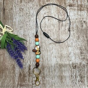 Beaded Bam Bam Lanyard Accessories Keys ID Holder Handcrafted Office Artisan